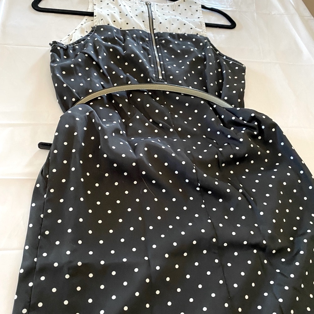 Rewind Black & White Slip on Polka Dot Dress. Sz. XS/Juniors with belt. EUC - Picture 6 of 11